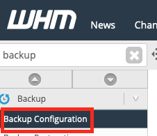 Click on backup configuration in the sidebar