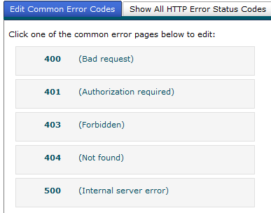 set up your error page cpanel