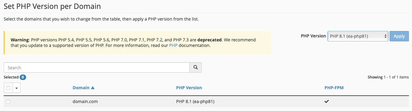 The Newly Selected PHP is Now Assigned