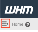 Expose the WHM Sidebar by Clicking on the Hamburger Menu Icon on the Top-Left