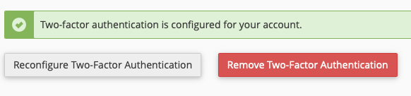 Click the Red Remove Two-Factor Authentication Button