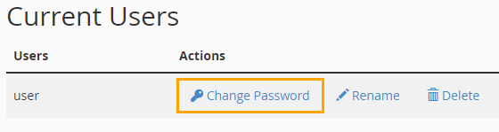 Select Change Password Near the MySQL User