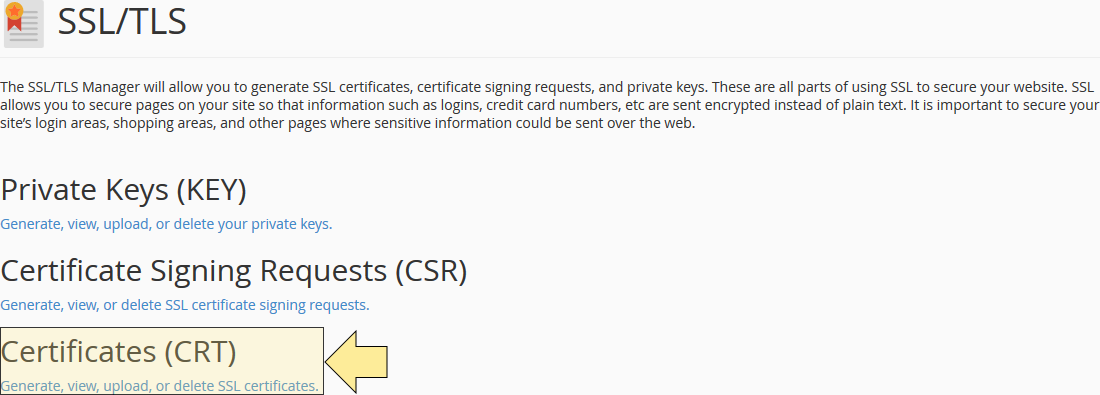 mobil Jabeth Wilson Perfervid Generate a Self-Signed SSL Certificate Using cPanel - HostDime Knowledge  Base