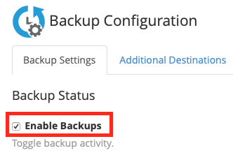 Check the box to enable backups