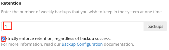 Specify the number of weekly backups to keep and whether cPanel is strict about backup retention