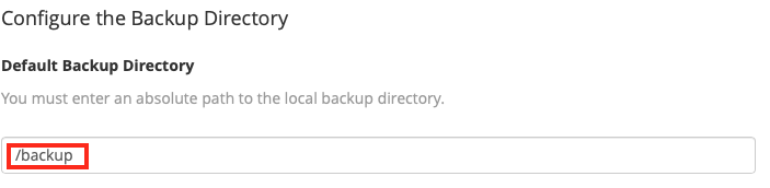 Specify the main local server location where you want to have backups created and potentially stored