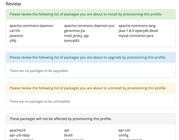 Review the Changes and Click the Provision Button if you Want to Apply These Changes