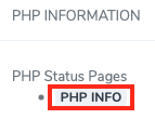 Click the PHP Info Button to View the PHP Info Screen