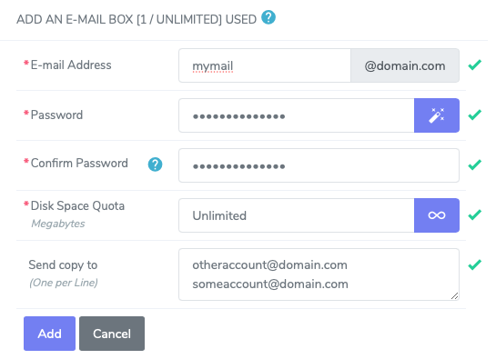 Fill out the Items on This Screen to Create a New Email Account