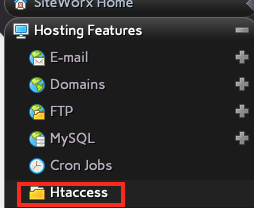Select Htaccess from the Hosting Features Section