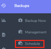 Select Schedule from the Backups section