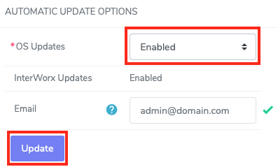 Enable or Disable Automatic OS Package Updates and Enter an Email Address to be Informed After an Update