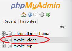 Select the Newly Created Database for the Cloned WordPress Site