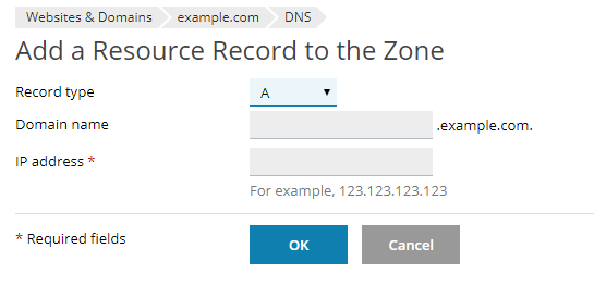 Add a New DNS Record in Plesk