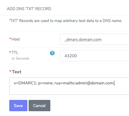 Edit the DMARC Entry as Needed