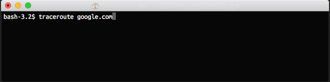 Starting a traceroute command in a terminal window on a Mac